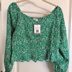 Myra Bag Green Floral Blouse